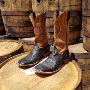 Black Smooth Ostrich Cowboy Boots & Matching Belt